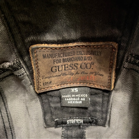 Guess Snap Button Denim Black Distressed Jacket size XS - Picture 11 of 14